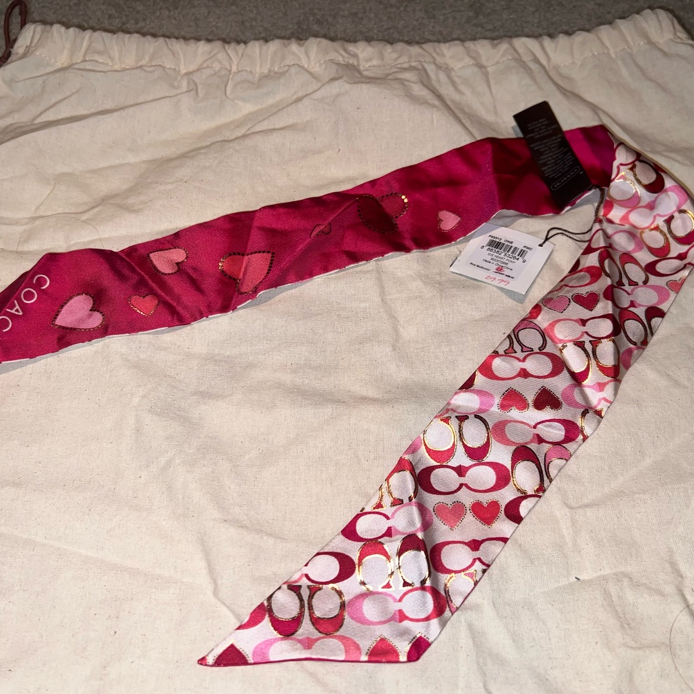 NWT Coach Silk Skinny Scarf